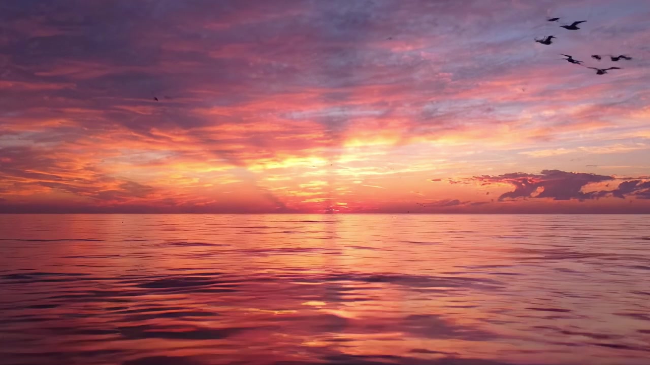 A Breathtaking Sunset Over Calm Waters with Vibrant Colors and Striking Reflections Captured in Two Frames
