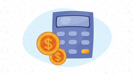 golden coins dollars with calculator animation