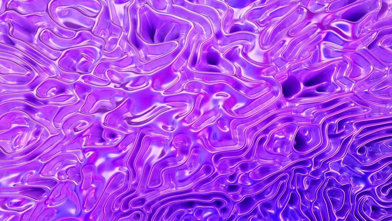 Purple Iridescent Liquid Texture Flowing Across Surface Highcontrast Glossy Waves With Neon Highlights,
