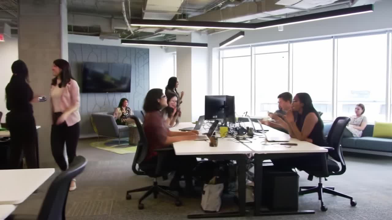 A Modern Office Space Featuring Collaborative Workspaces and Engaged ...
