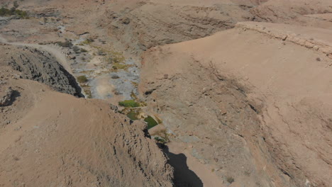 Paso-Aéreo-Sobre-El-Arroyo-Del-Desierto-Para-Revelar-Un-Oasis-Escondido