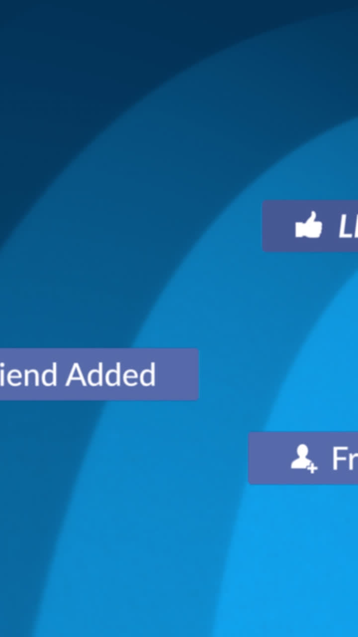 animación de iconos y formas de medios en fondo azul