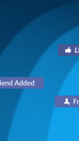 animación de iconos y formas de medios en fondo azul