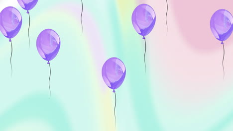 animación de globos y formas sobre fondo azul