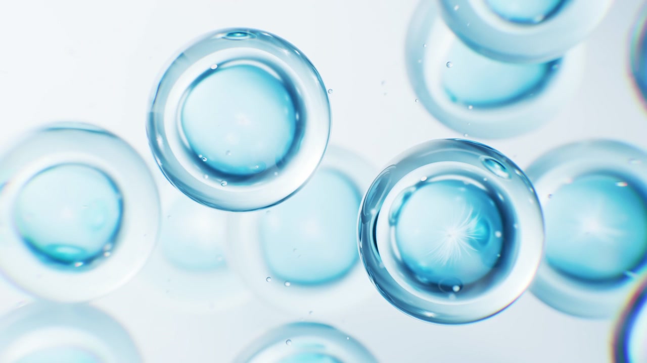 Sfondo di cellule blu trasparenti, rendering 3D