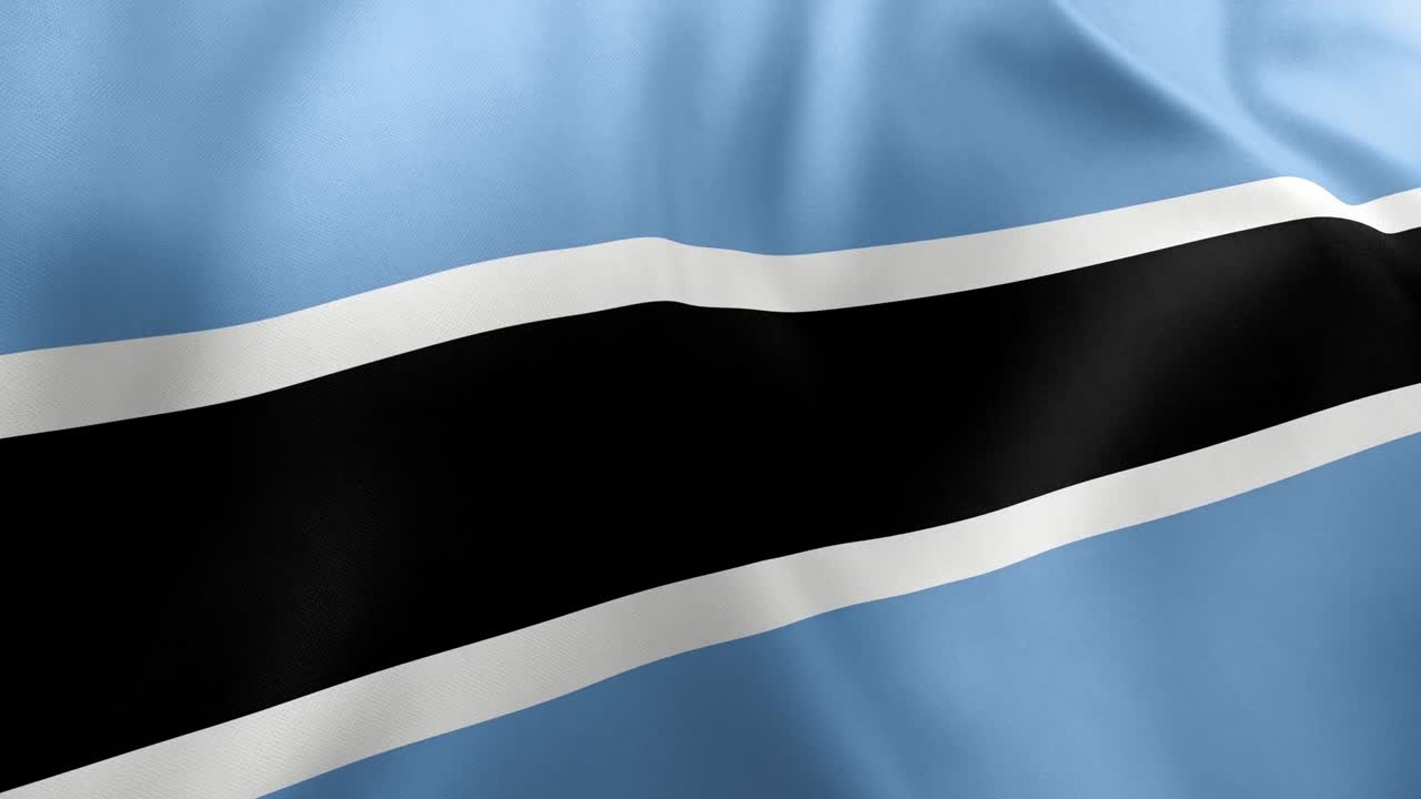 Realistic waving flag of Botswana, light blue field, black stripe, white fimbriation. Southern African nation symbol, Gaborone, patriotism, Botswana