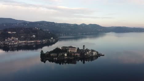 aerial view of san giulio island from the distance