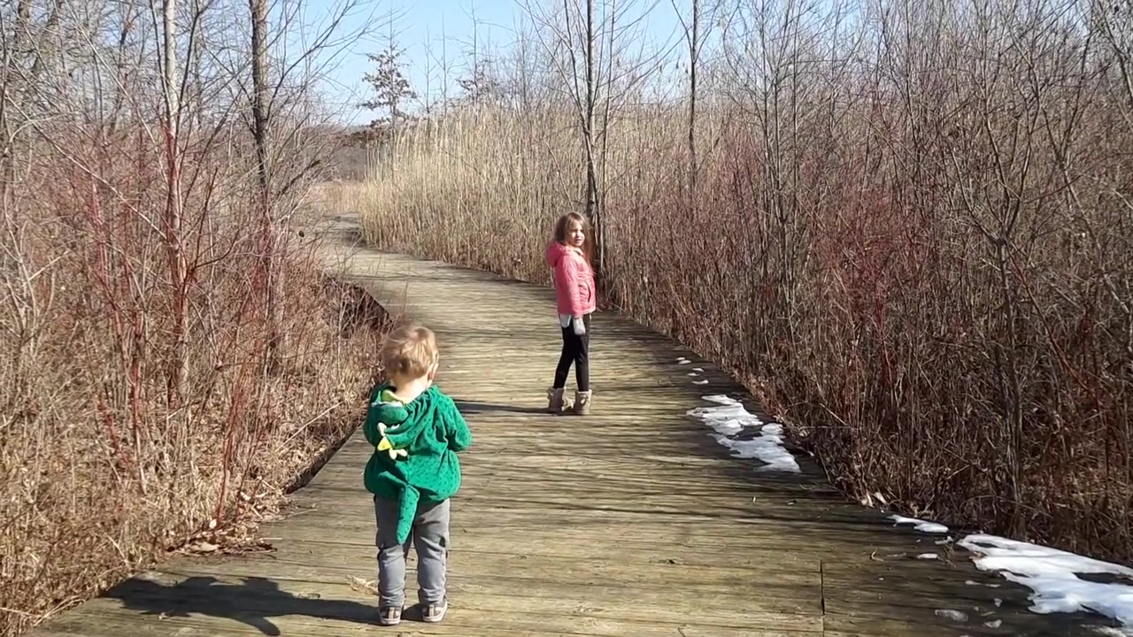 Broer en zus verkennen de natuur in Michigan.