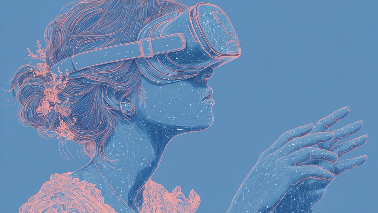 A Deep Dive into Virtual Reality: The Enchanting Journey of a Young Woman Embracing Immersive Digital Experiences with Headset Technology