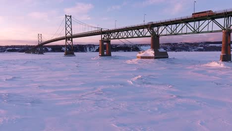 a long bridge cross the frozen st