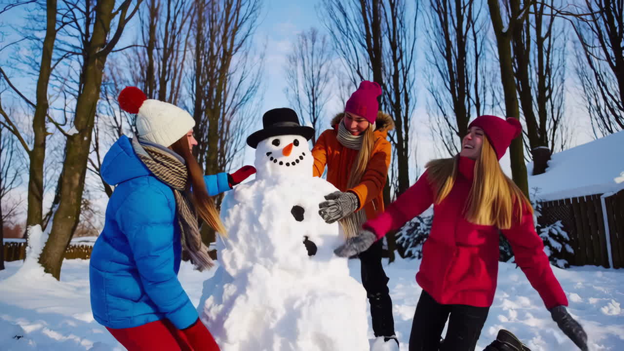 Kids Building a Snowman