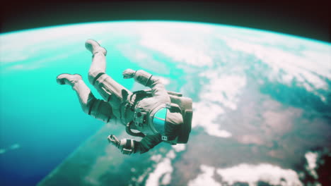Astronaut-Schwebt-über-Der-Erde.-Elemente-Dieses-Von-Der-NASA-Bereitgestellten-Bildes