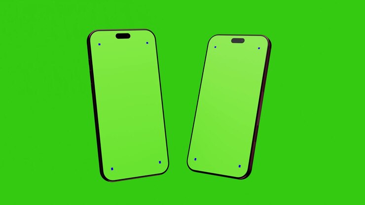 Two phones on green screen