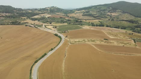 Aerial-images-of-Tuscany-in-Italy-cultivated-fields-summer