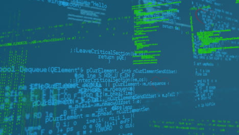 animación del procesamiento de datos y corazones sobre fondo azul