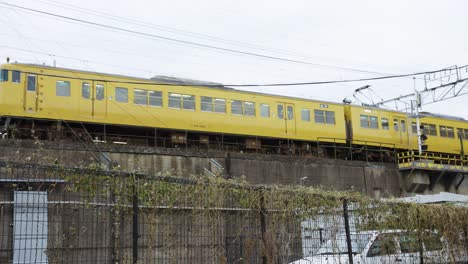 Japanese-Train-passing-Shimonoseki-City-after-passing-from-Kyushu-into-Honshu