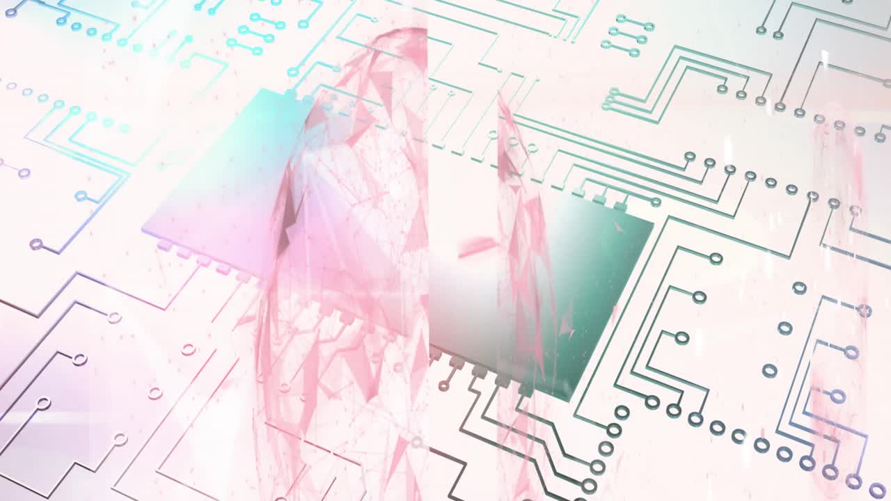 animación de la red de conexiones a través de una placa de circuitos informáticos