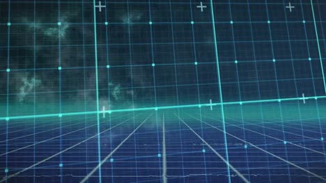 animation of green grid network moving against blue background