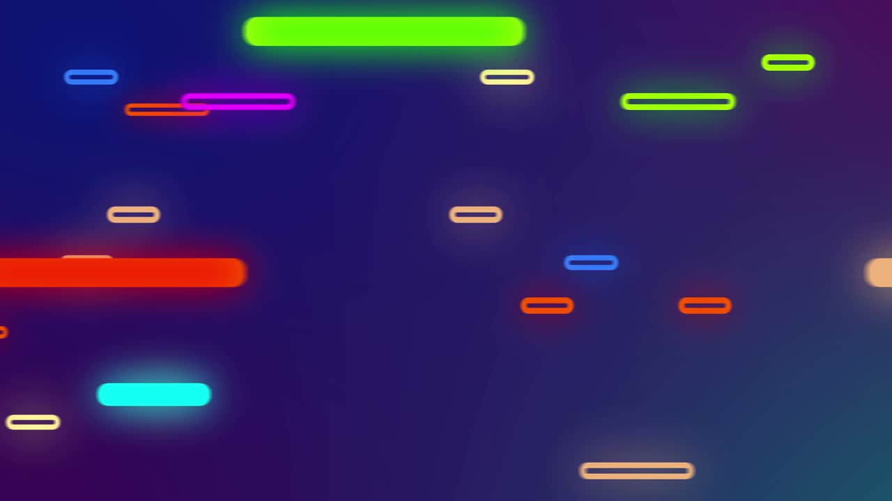 Glowing multi-colored stripes move at different speeds at different distances from each other. Looped