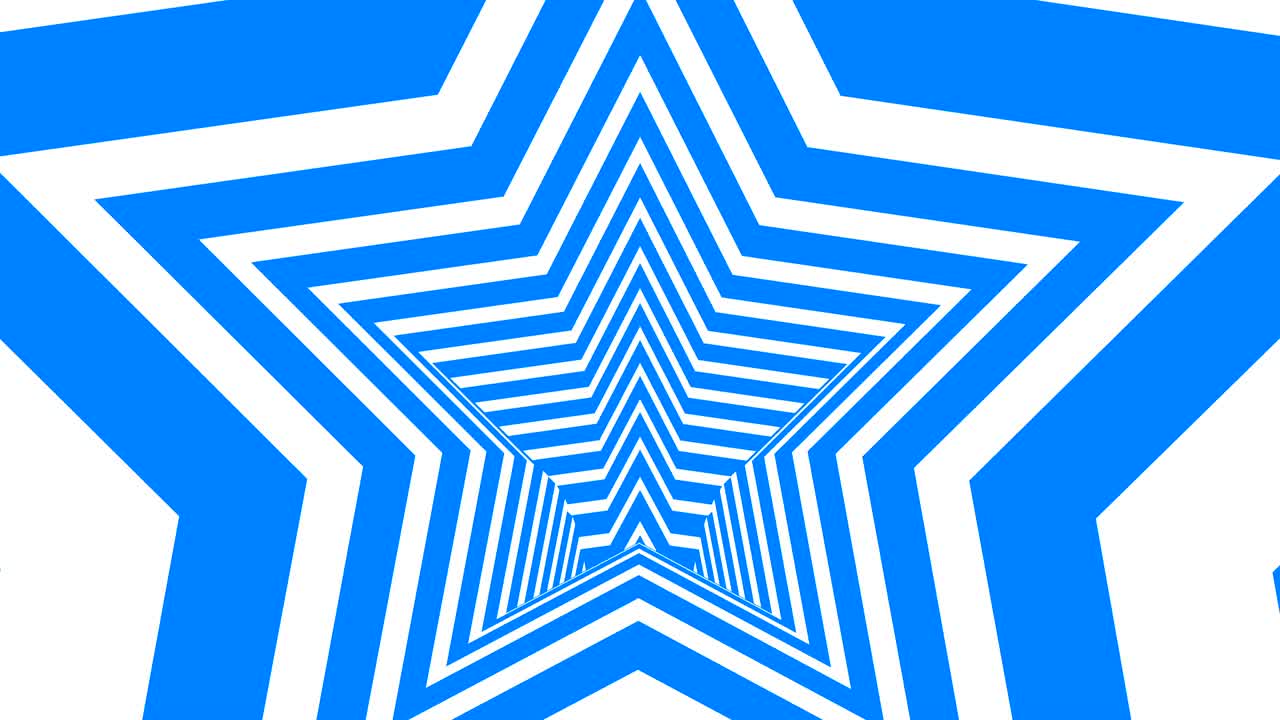 estrella hipnótica animada con fondo de bucle sin costuras blanco y azul.