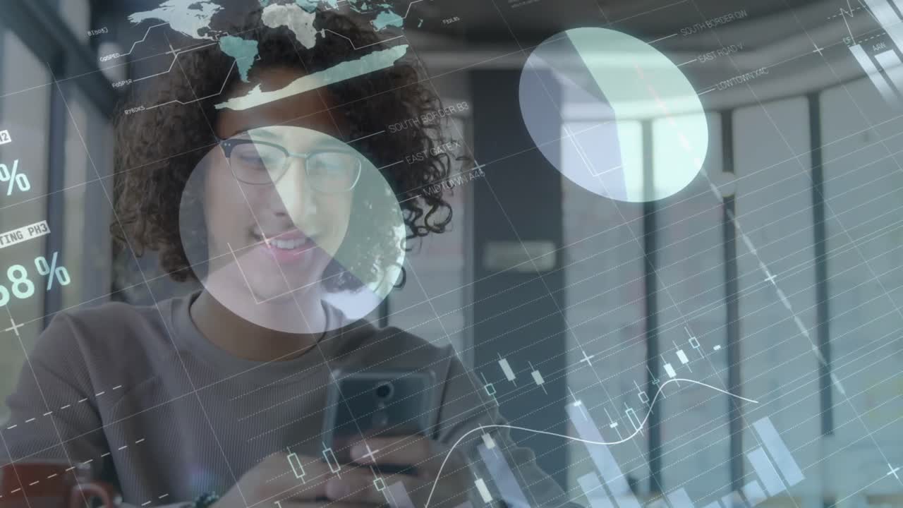 animación de estadísticas y procesamiento de datos sobre el hombre utilizando un teléfono inteligente