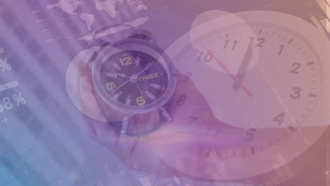 animación de reloj y procesamiento de datos sobre reloj de mano