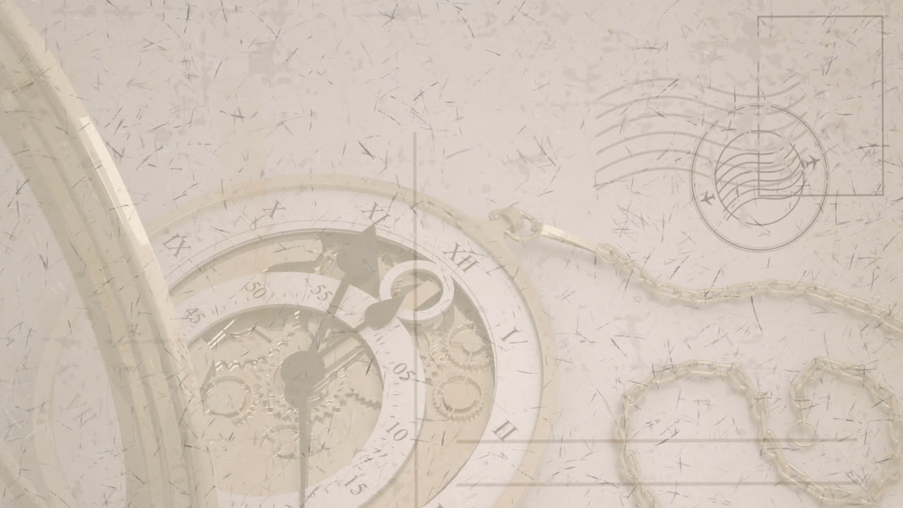 스 ⁇ 프 된 봉투 위 에 있는 빈티지 시계 의 애니메이션