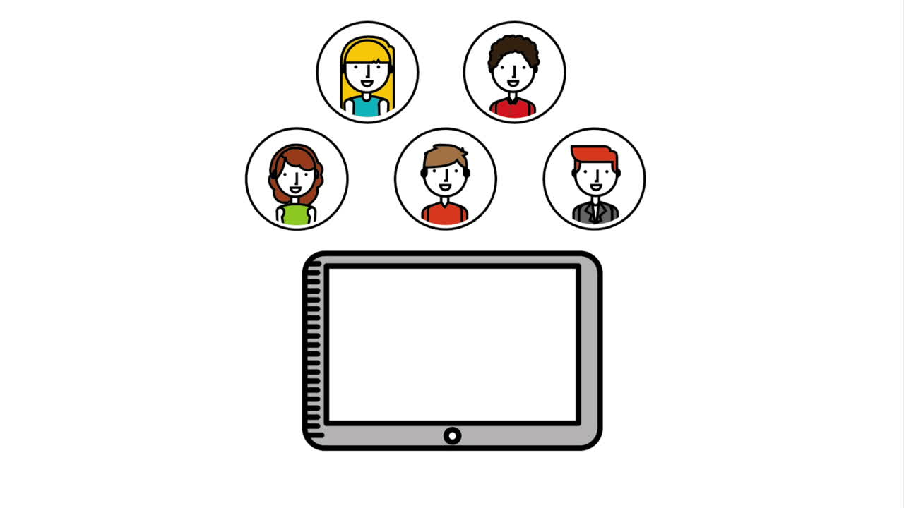 social media design with people and tablet