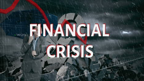 digital image depicts financial crisis with symbolic animation.