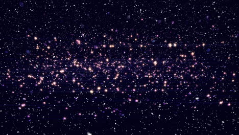 la nieve cayendo con la luz brillante de navidad