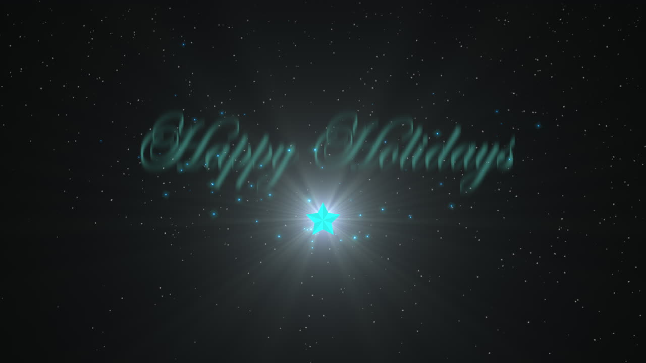 파란색 별과 파란색 그라데이션에 날아다니는 반짝이와 즐거운 휴일 보내세요