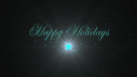 Happy-Holidays-with-blue-star-and-flying-glitters-on-blue-gradient