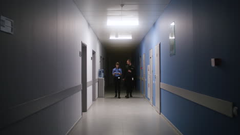 team in uniform working on the corridor