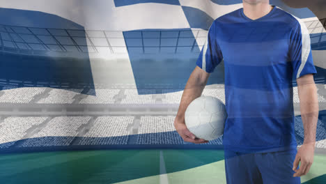 camiseta de fútbol griega con bandera nacional de grecia y pelota de fútbol