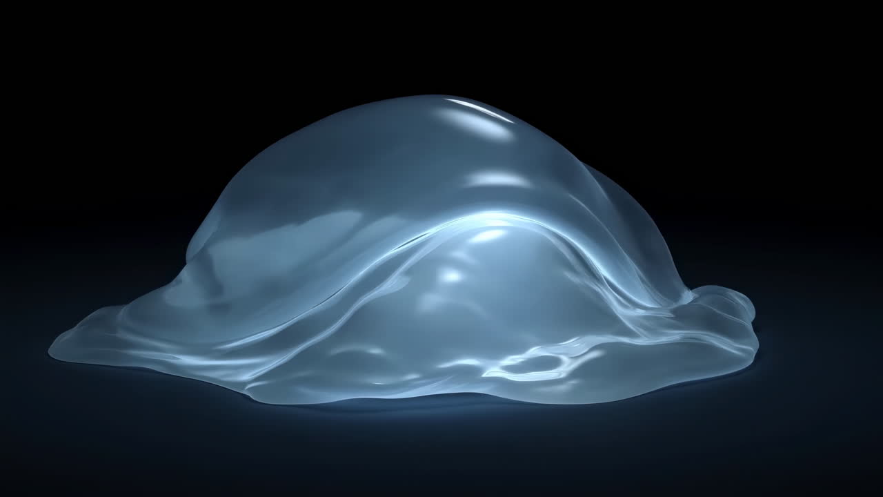 Abstract Blue Liquid Blob Expanding on Dark Background