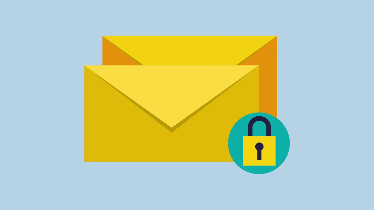 Animation of Email Envelope Being Locked and Secured