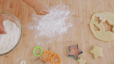 teaching, flour and hands baking together