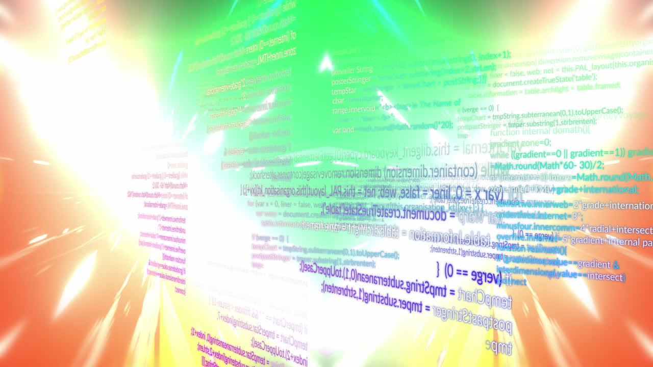 animación del procesamiento de datos sobre senderos de luz