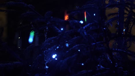 new year's tree decorated with blue lights