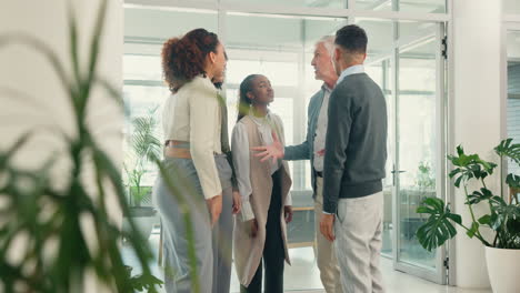 happy team celebrating success in modern office