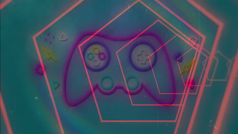animación del túnel con formas de neón sobre el icono del gamepad