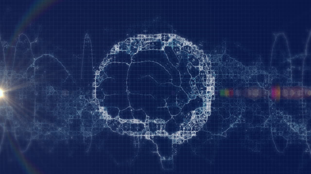 Animation of digital brain on black background