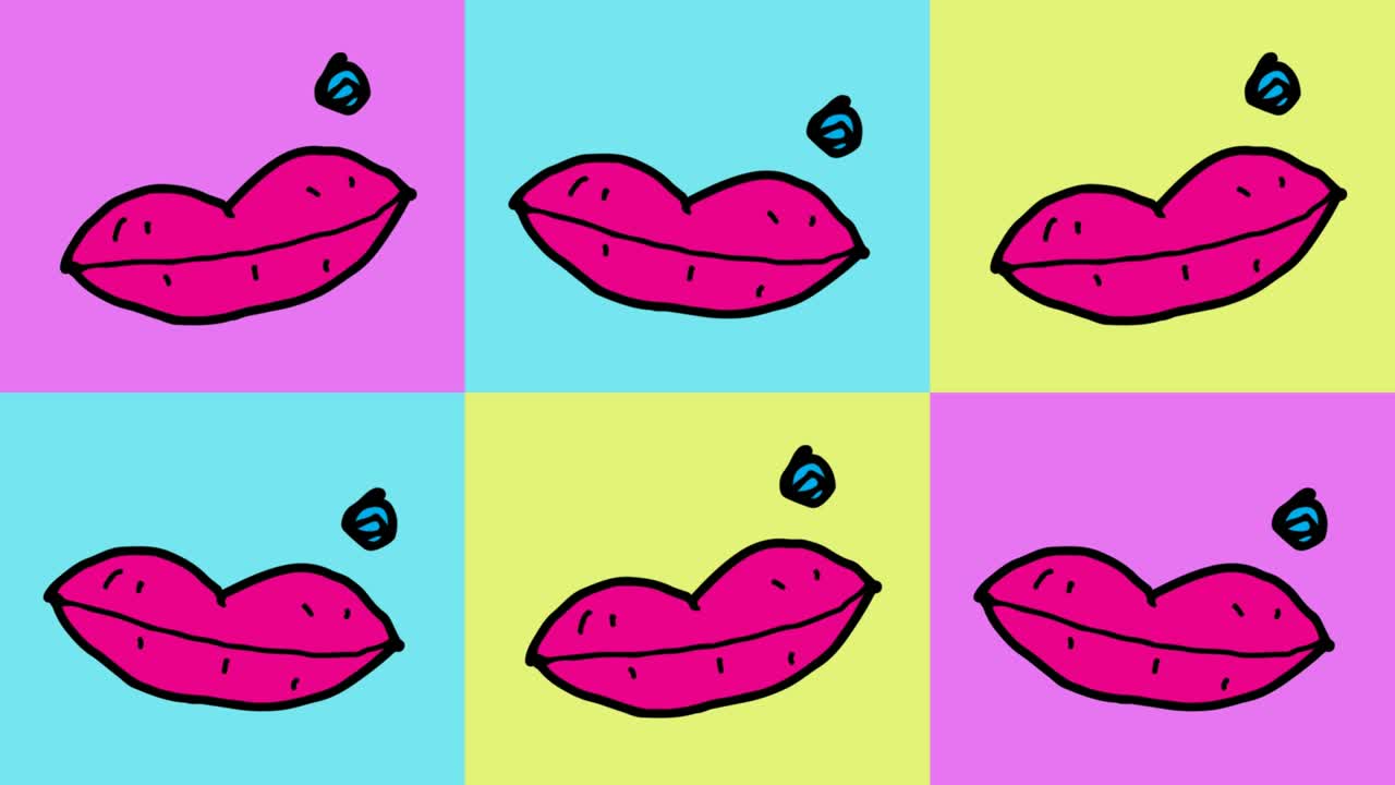 niños dibujando arte pop fondo sin costuras con tema de labios