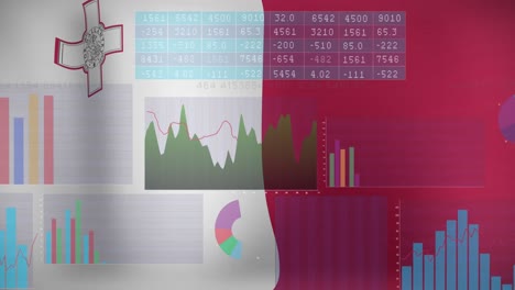 Animation-Der-Datenverarbeitung-über-Der-Flagge-Maltas