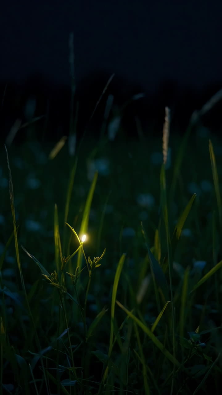 Firefly in the Grass at Night