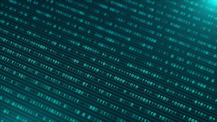 Digital cyberspace data matrix blockchain network connection binary coding hud infographic data