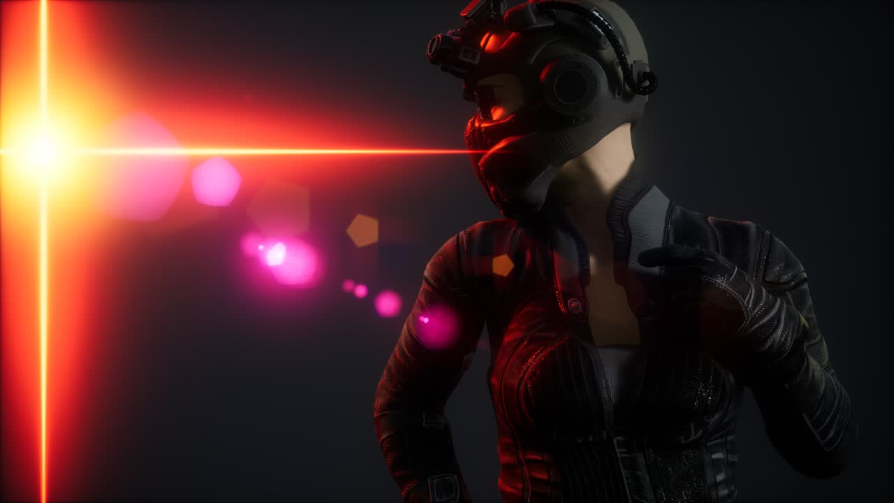 mujer joven cyberpunk, estilo futurista