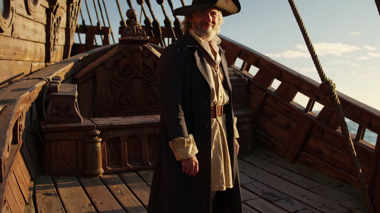 Pirate Captain on a Wooden Ship