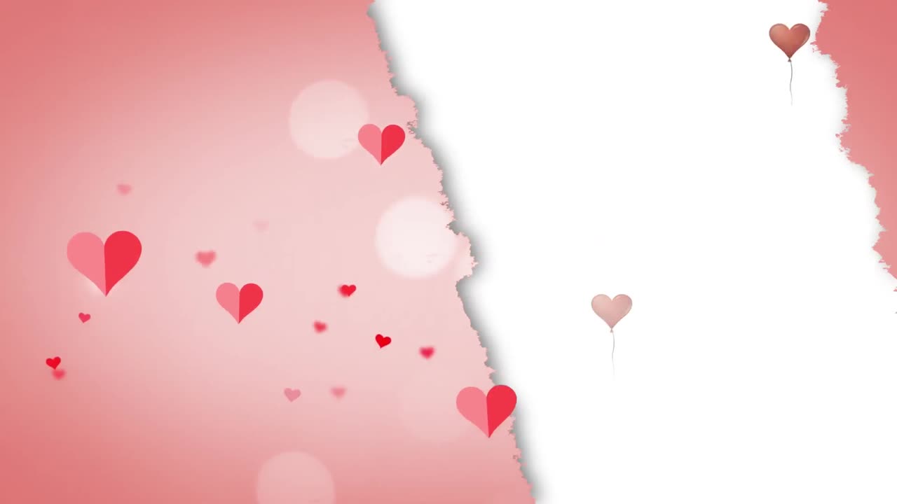 분홍색 배경 위에 움직이는  ⁇ 은 심장의 애니메이션