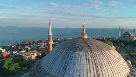 hagia sophia drone footage at sunset